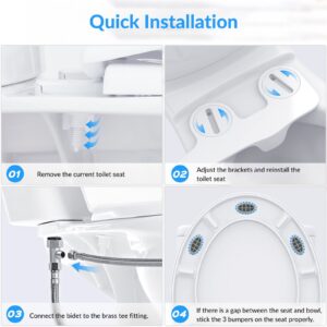 Bidet Attachment for Toilet, Bidet Attachment with Dual Nozzles, Non-Electric Dual Nozzle for Frontal & Rear Wash