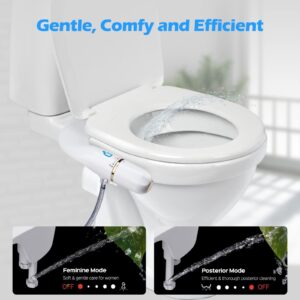 Bidet Attachment for Toilet, Bidet Attachment with Dual Nozzles, Non-Electric Dual Nozzle for Frontal & Rear Wash