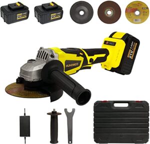 21v cordless angle grinder brushless with 2pcs 4.0ah battery, charger, 125mm, 10000rpm, 3 cutting wheels accessories and carrying case, for cutting and grinding