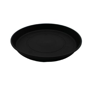 The HC Companies 10.5 Inch Round Prima Plastic Plant Saucer - Indoor Outdoor Plant Trays for Pots - 10.63 Inchx10.63 Inchx1.26 Inch in Black