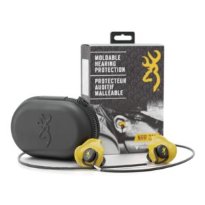 browning hearing protection for shooting by decibullz custom-molded earplugs, 31-decibel noise reduction rating (nrr), includes lanyard and travel case