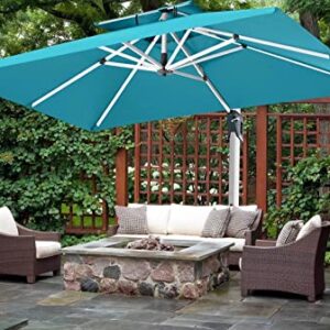 ABCCANOPY 10x13ft Patio Umbrella - Large Windproof Cantilever Umbrella with 360-degree Rotation,Outdoor Offset Rectangle Umbrella for Backyard Garden Deck Pool, Turquoise