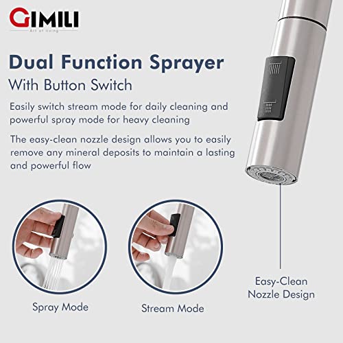 GIMILI Touchless Kitchen Faucet with Pull Down Sprayer, High Arc Single Handle Motion Sensor Smart Activated Hands-Free Kitchen Sink Faucet, Brushed Nickel