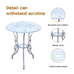 JARDIN DE CENTENNIAL Patio Bistro Set.Rust-Resistant Cast Aluminum Bistro Table Set with Umbrella Hole for Backyard (Rose White)