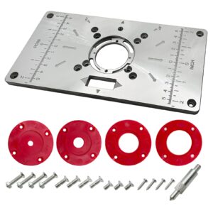 qyqrqf router table insert plate, aluminum router plate for woodworking table top insert mounting plate wood tools trimming milling machine with accessories (red)