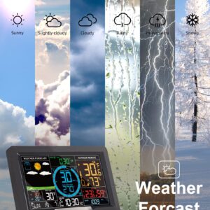 KALEVOL Professional Color Display Weather Station with Atomic Clock, Rain Gauge, Wind Speed and Direction