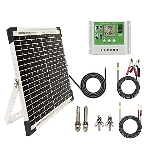 10 Watt 12V Solar Panel Kit Battery Maintainer Trickle Charger+10A 12V/24V PWM Solar Charge Controller+ Adjustable Solar Panels Mount Rack Bracket (10 Watt with Accessories)