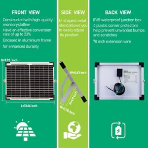 10 Watt 12V Solar Panel Kit Battery Maintainer Trickle Charger+10A 12V/24V PWM Solar Charge Controller+ Adjustable Solar Panels Mount Rack Bracket (10 Watt with Accessories)