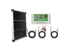 30w 12v solar panel kits- 12 volt 30 watt mono crystalline solar panel + intelligent 10a charge controller- perfect solar battery charger & maintainer for car, rv, boat, trailer, gate opener, off grid