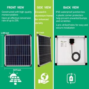 30W 12V Solar Panel Kits- 12 Volt 30 Watt Mono Crystalline Solar Panel + Intelligent 10A Charge Controller- Perfect Solar Battery Charger & Maintainer for Car, RV, Boat, Trailer, Gate Opener, Off Grid