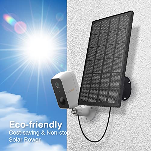 LuckSun Solar Panel for Outdoor Security Camera, Waterproof Solar Panel with 10ft Micro-USB Cable, 5V1A Continuously Power for Rechargeable Battery Camera, Adjustable Wall Mount (No Camera)