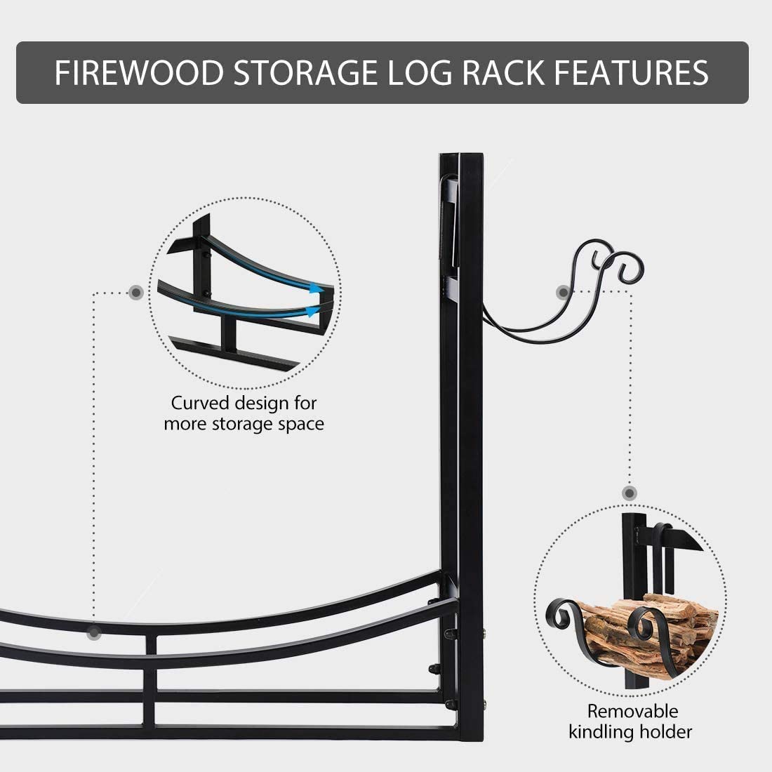 VIVOHOME 3ft Heavy Duty Indoor Outdoor Firewood Storage Log Rack with Kindling Holder with 4ft Heavy Duty Indoor Outdoor Firewood Storage Log Rack and Cover Combo Set