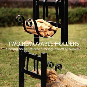 VIVOHOME 3ft Heavy Duty Indoor Outdoor Firewood Storage Log Rack with Kindling Holder with 4ft Heavy Duty Indoor Outdoor Firewood Storage Log Rack and Cover Combo Set