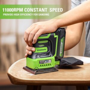 Greenworks 24V Cordless 1/4 Quarter Sheet Sander with 2Ah Battery and Charger