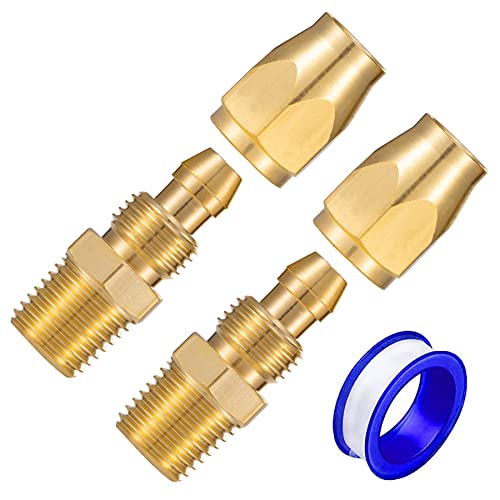 Breezliy Premium Solid Brass 2PCS Reusable Replacement Fitting For 1/4-Inch ID Hose,1/4-Inch NPT Rigid