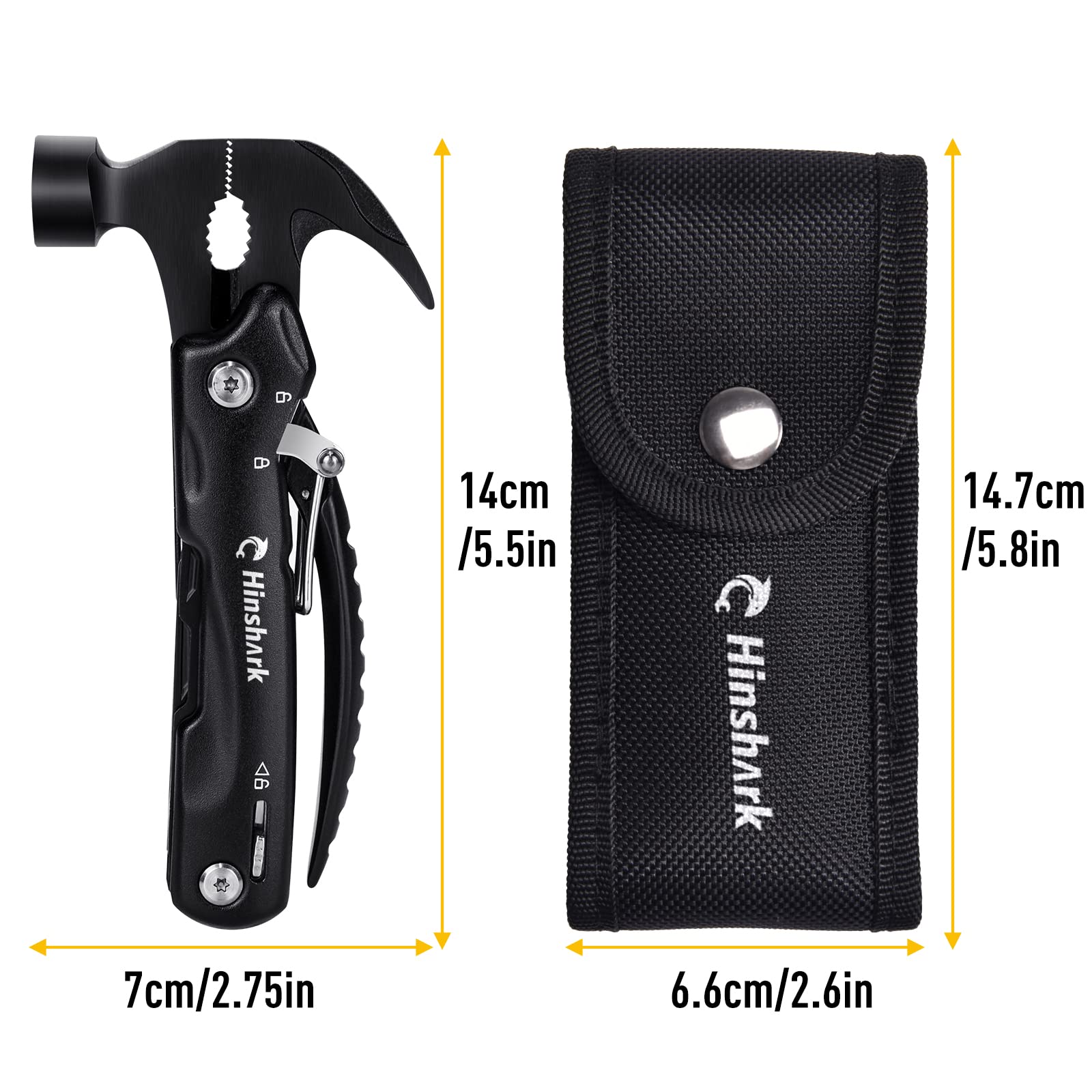 Hinshark Gifts for Men, Hammer Multitool Camping Accessories Cool Gadgets Tools for Men, Birthday Gifts for Him, Men, Dad, Boyfriend, Husband, Grandpa, Fathers Day Gift from Daughter