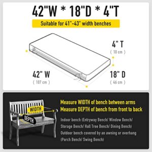 SUNROX DryFast Foam Outdoor Bench Cushion with DryMesh Drainage, All-Weather FadeShield Water Resistant Patio Furniture Cushions, Ultra Durable Low Maintenance Bench Seat Pads 42"x18" Heather Grey