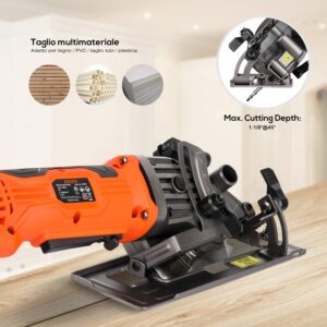 AIOPR 4Amp Mini Circular Saw Compact Saw with 4-1/2" 24T TCT Blade (76602)