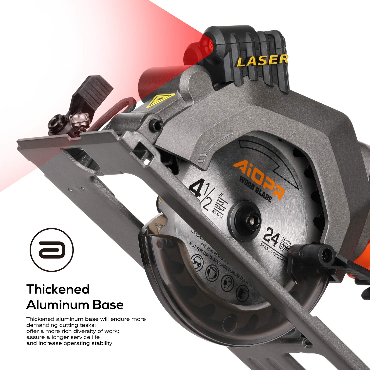 AIOPR 4Amp Mini Circular Saw Compact Saw with 4-1/2" 24T TCT Blade (76602)