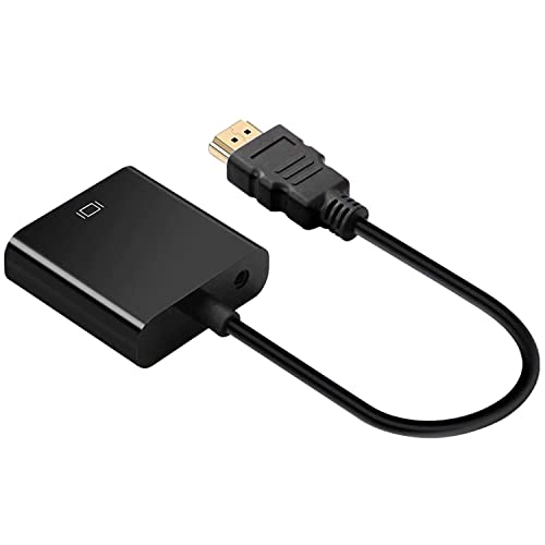 OUYFBO HDMI to VGA Adapter with Audio Gold-Plated HDMI Male to VGA Female Converter Compatible for Computer, Desktop, Laptop, PC, Monitor, Projector, HDTV, and More - Black