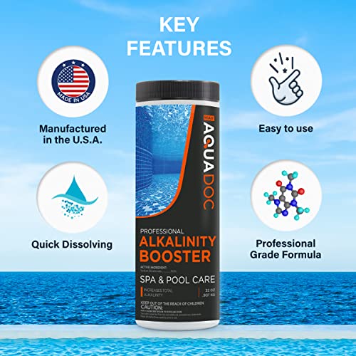 AquaDoc Total Alkalinity Increaser for Hot Tub to Keep Alkalinity Up for Spas - Alkalinity Booster Chemical for Hot Tub & Spa pH Balance - Get Fresh Water pH Balance & Bring Alkalinity Up