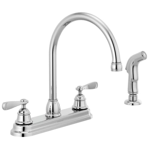 Peerless Two Handle Deck Mount Kitchen Faucet in Chrome| 360 Degree spout Swivel| Ceramic disc