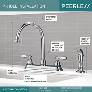 Peerless Two Handle Deck Mount Kitchen Faucet in Chrome| 360 Degree spout Swivel| Ceramic disc