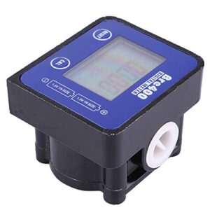 HURRISE Flow Water Sensor Meter, 1/2" Flow Meter Oil Flow Meter Counter Gauge LCD Display 1% High Accuracy for Gasoline Blue