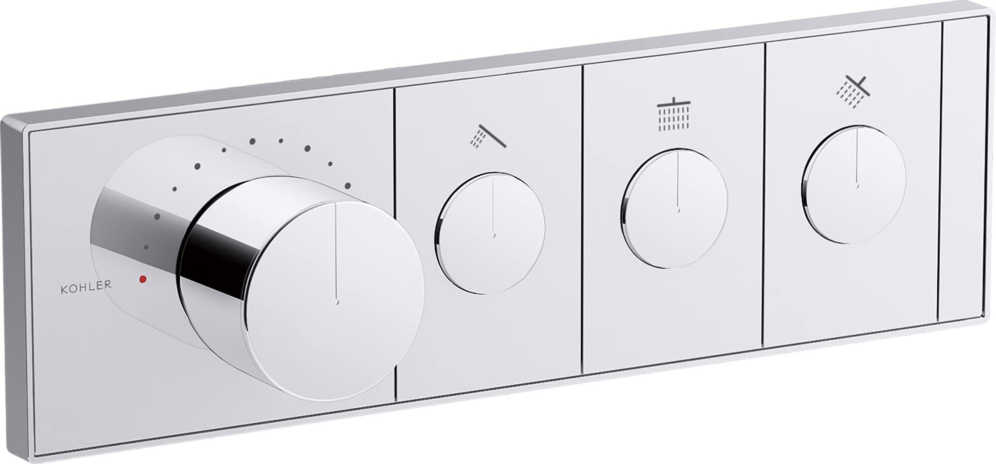 KOHLER 26347-9-CP Anthem Digital Thermostatic Valve Control Panel, Three-Outlet, Recessed Push Buttons, Polished Chrome