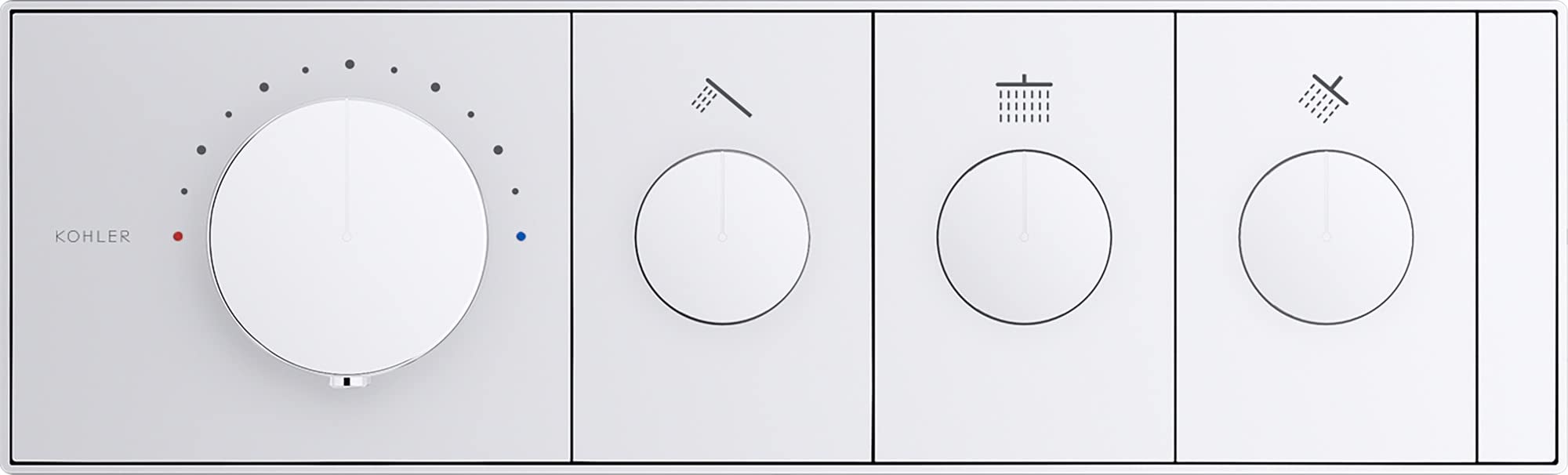 KOHLER 26347-9-CP Anthem Digital Thermostatic Valve Control Panel, Three-Outlet, Recessed Push Buttons, Polished Chrome