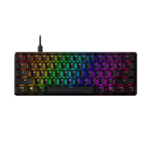 hyperx alloy origins 60 - mechanical gaming keyboard - ultra compact 60% form factor - tactile aqua switch - double shot pbt keycaps - rgb led backlit - ngenuity software compatible,black