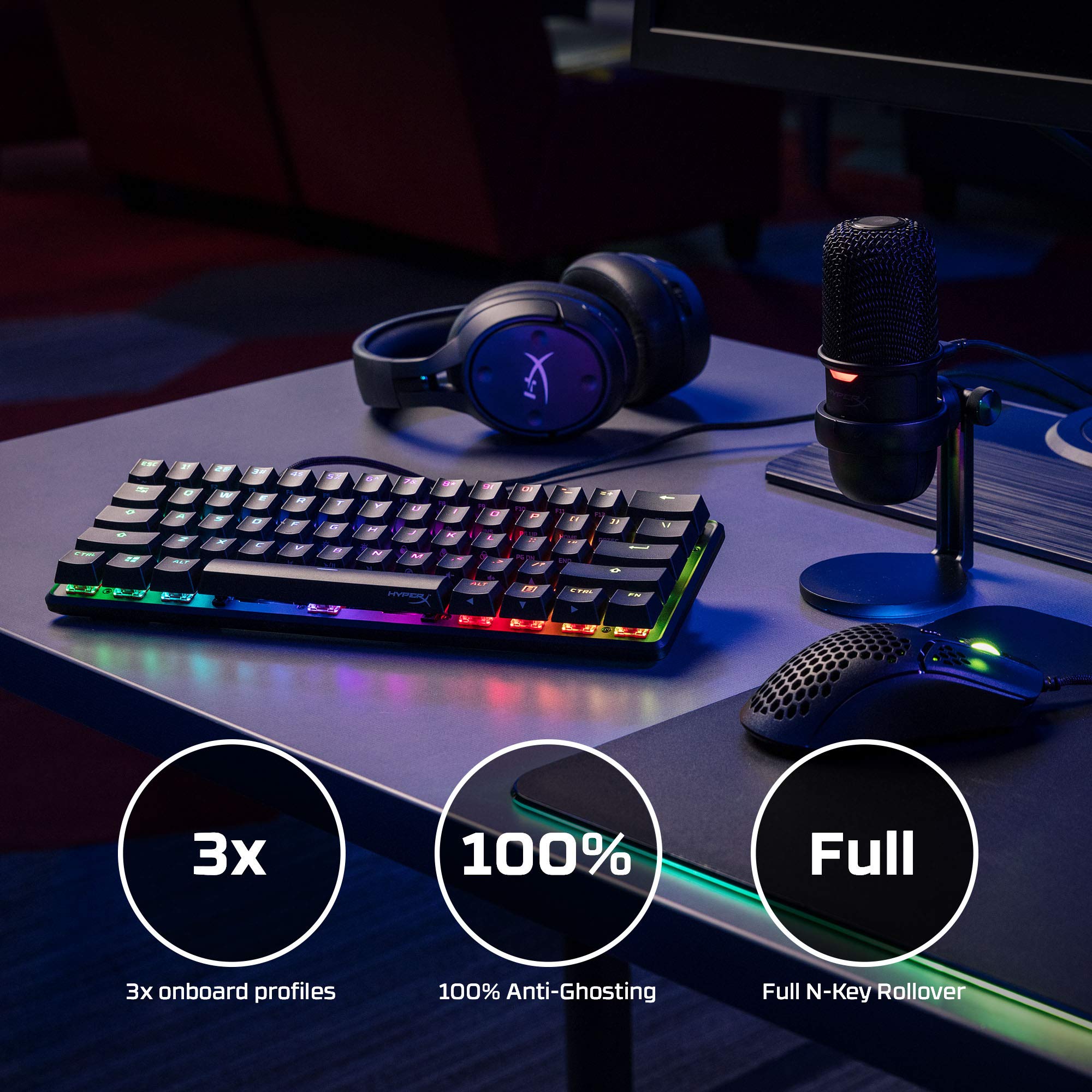 HyperX Alloy Origins 60 - Mechanical Gaming Keyboard - Ultra Compact 60% Form Factor - Tactile Aqua Switch - Double Shot PBT Keycaps - RGB LED Backlit - NGENUITY Software Compatible,Black