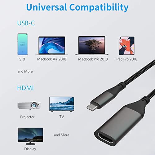 PULWTOP Type C USB C to HDMI Adapter 4K@60Hz, Ultra-Thin Aluminum HDMI to USB C Compatible with Thunderbolt 3 Port for Mac Studio Display, MacBook Pro/Air, iPad Pro/Air 5, XPS, Surface, and More