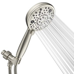 vantency brushed nickel 8 function handheld shower head with 71 inches shower hose, modern style, easy installation