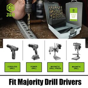 J&Q 21 PCS M2 HSS Jobber Drill Bit Set, Heavy Duty Drill Bits Set for Metal with Black and Gold, Wood and Plastic (1/16",3/8"x1/64”)