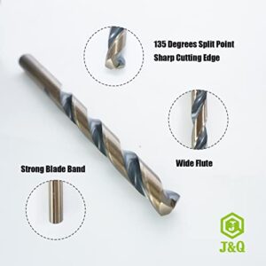 J&Q 21 PCS M2 HSS Jobber Drill Bit Set, Heavy Duty Drill Bits Set for Metal with Black and Gold, Wood and Plastic (1/16",3/8"x1/64”)