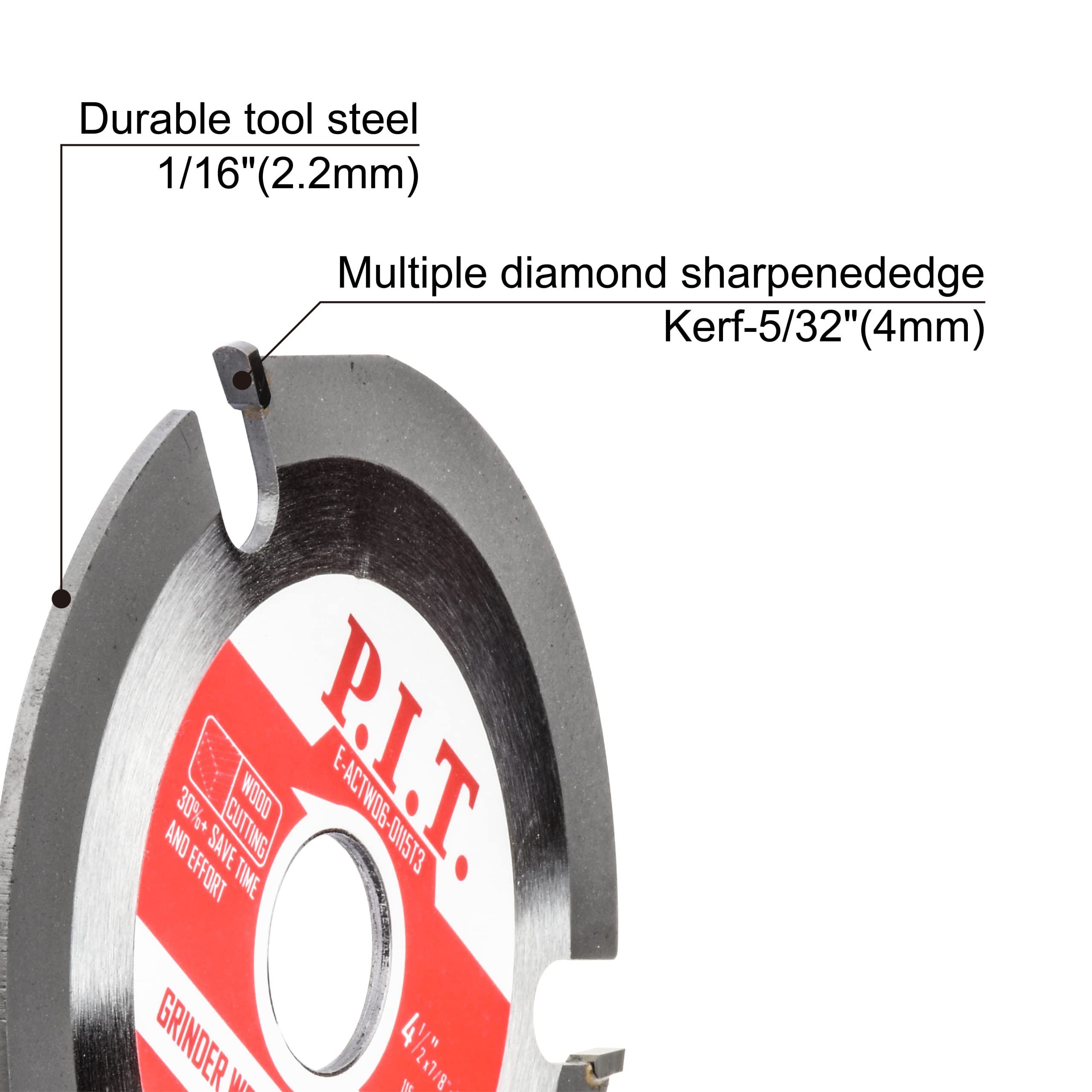 P.I.T. 3Pack 4 1/2 Inch Cut Off Wheel for Wood/Metal/Marble/Plastic-7/8 Inch Arbor Angle Grinder Cutting Disc 4.5 Inch- Tungsten Carbide - 115 mm