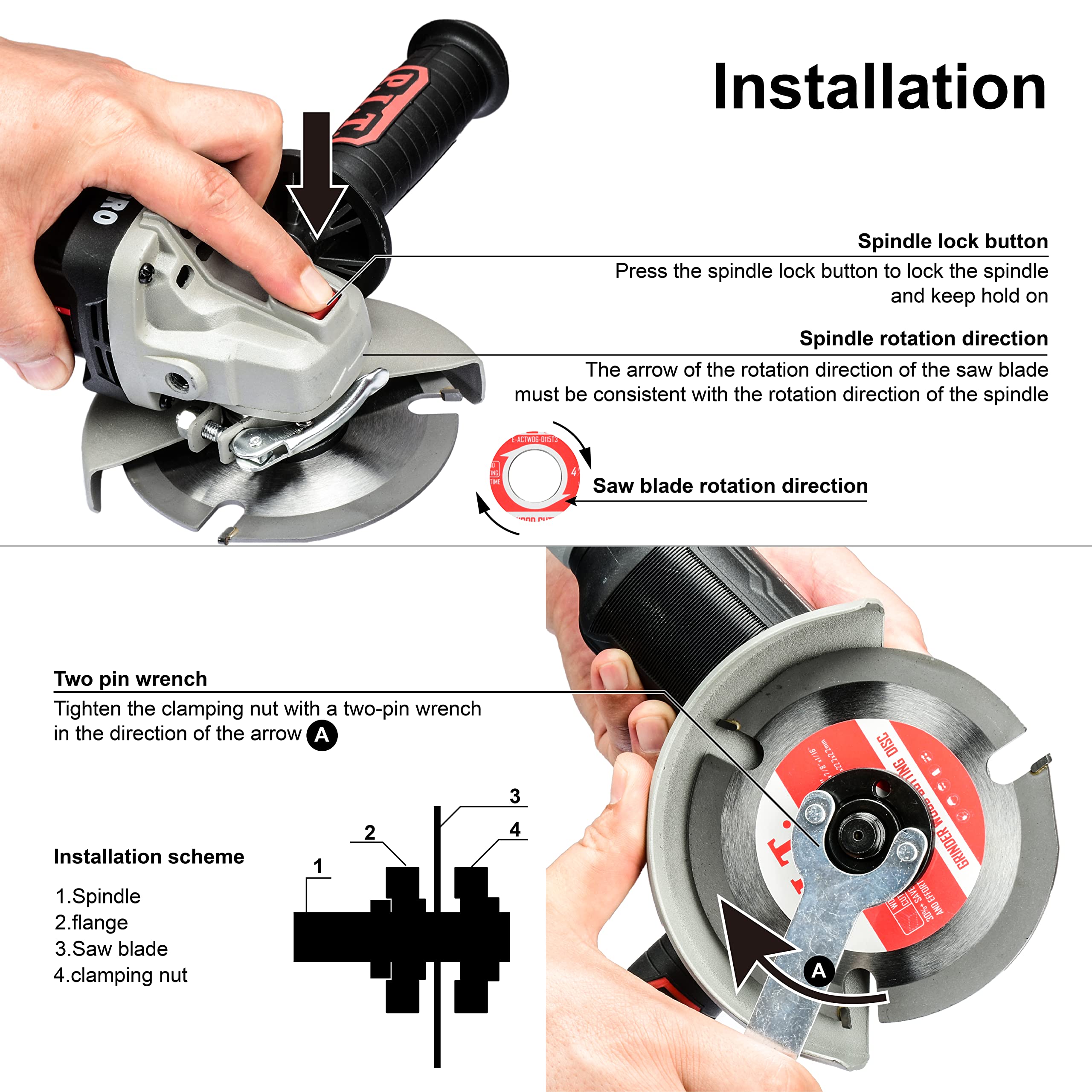 P.I.T. 3Pack 4 1/2 Inch Cut Off Wheel for Wood/Metal/Marble/Plastic-7/8 Inch Arbor Angle Grinder Cutting Disc 4.5 Inch- Tungsten Carbide - 115 mm