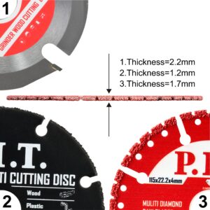 P.I.T. 3Pack 4 1/2 Inch Cut Off Wheel for Wood/Metal/Marble/Plastic-7/8 Inch Arbor Angle Grinder Cutting Disc 4.5 Inch- Tungsten Carbide - 115 mm