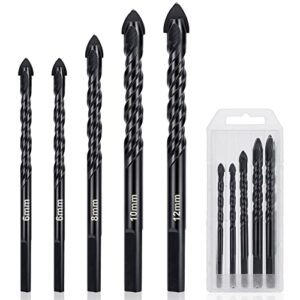 masonry drill bit set,5 piece tile drill bits set, carbide tip for concrete, brick, tile,glass,plastic and wood with size:6mm,6mm,8mm,10mm,12mm