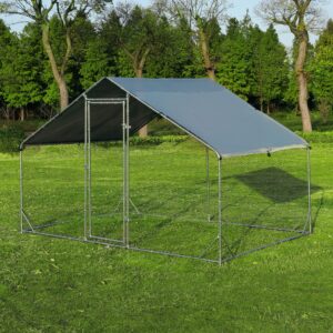 Betterhood Large Metal Chicken Coop Upgrade Tri-Supporting Wire Mesh Chicken Run,Chicken Pen with Water-Resident and Anti-UV Cover,Duck Rabbit House Outdoor(10’ W x 6.6’ L x 6.5’ H)