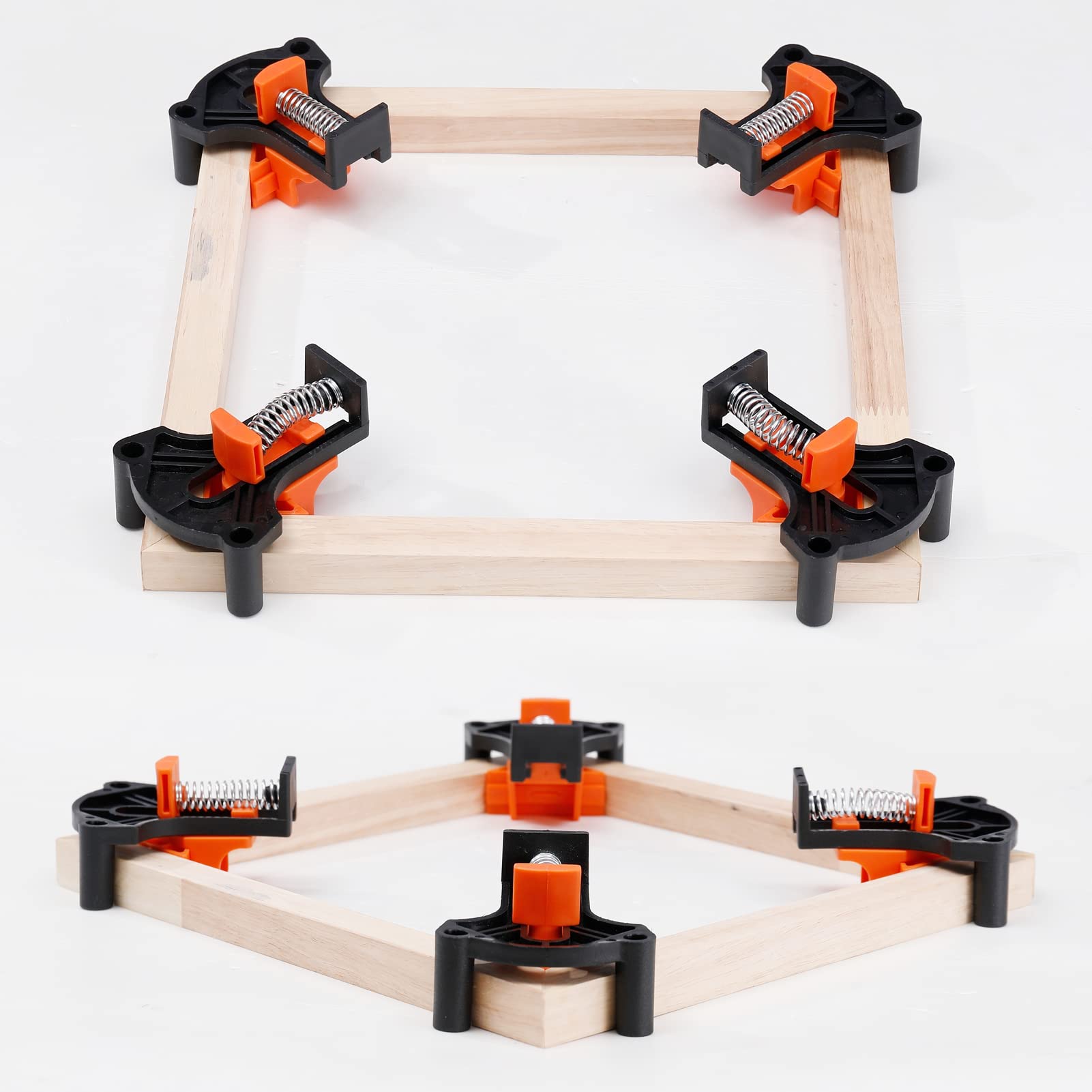 60/90/120 Degree Multi Angle Pro Corner Clamp for Woodworking Set of 4, Adjustable Spring Loaded Right Clamp Tools, Carson Carpentry, Frame Cabinet Wood Tools Accessories