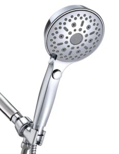 ctbom 4.8" high pressure shower head, 12 spray mode handheld high flow rain shower head anti-clog nozzles with 60" stainless steel hose and adjustable bracket, detachable and hydro jet 2.5gpm chrome