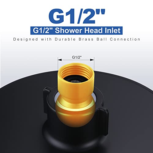 ALEASHA High Pressure Rain Shower Head, 6 Inch 1.8GPM Fixed Luxury Bathroom Showerhead, Adjustable Angles, Anti-Clogging Silicone Nozzles (Matte Black)