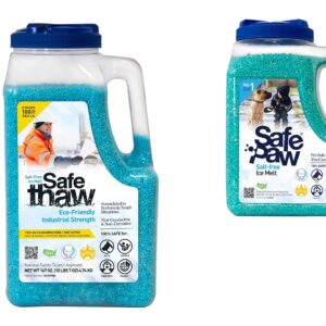 Safe Paw & Safe Thaw Combo for Ice Melt, 100% Safe for Pet People Property & Planet, Salt & Chloride Free, No Concrete Damage, Fast Acting Formula (8lbs+10 lbs - Jug)