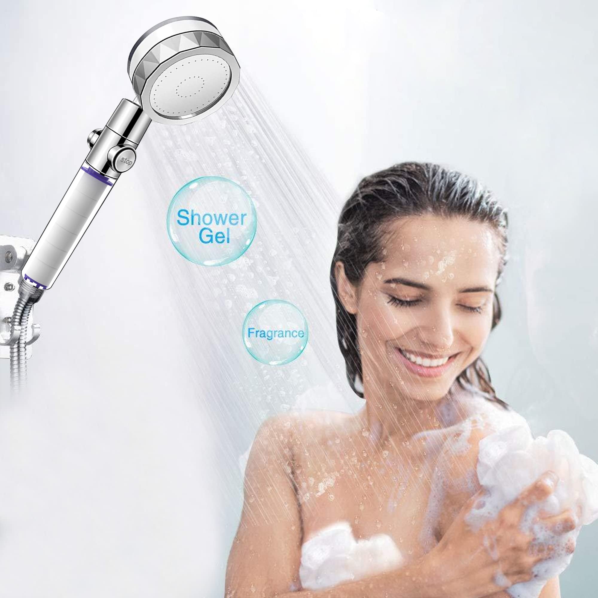 12 Pieces Hydro Jet Shower Head Filter, High Pressure Handheld Vortex Turbo Fan Shower Heads Filter