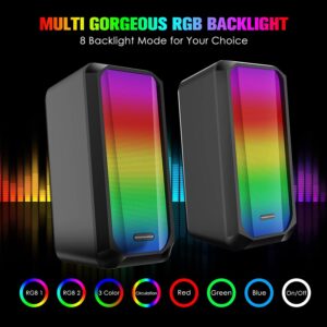 Wireless Gaming Keyboard Mouse and Wired Computer Speaker with Rainbow RGB Backlit Rechargeable Battery Metal Mechanical Ergonomic Waterproof Dustproof Removable Palm Rest for Laptop PC Gamer(Black)