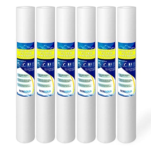 Standard Whole House Melt-blown Four Layers Filtration Polypropylene 5 Micron Sediment Filter 20” x 2.5” Fits 20” x 2.5” Housings. Compatible with FPMB5-20, FPMB520, SDC-25-2005/4, VX05-20 Pack of 6