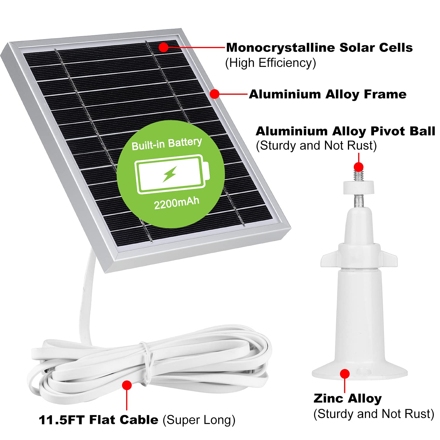 UYODM 3.5W Solar Panel Compatible with Google Nest Cam Outdoor or Indoor, Battery - IP67 Weatherproof Power Your Nest Camera INOUTCAMW 1080p Indoor/Outdoor continuously- Silver