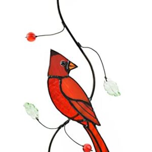 Lolitarcrafts Bigger Cardinal Stained Glass Window Hangings Cute Birds Suncathers for Window Monthers Day Gifts